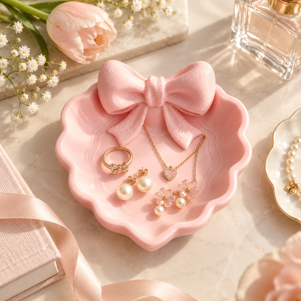 Pink Bow Jewelry Display Tray