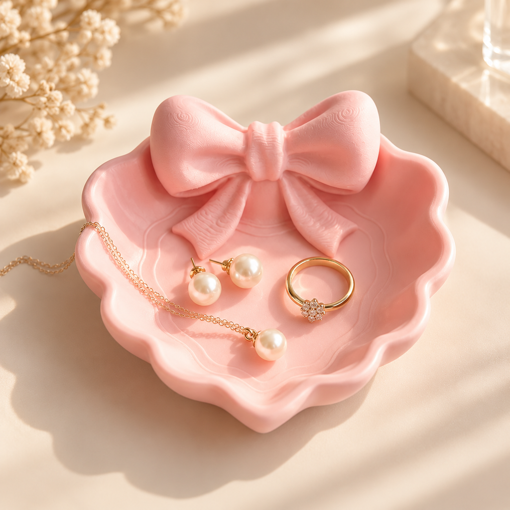 Pink Bow Jewelry Display Tray