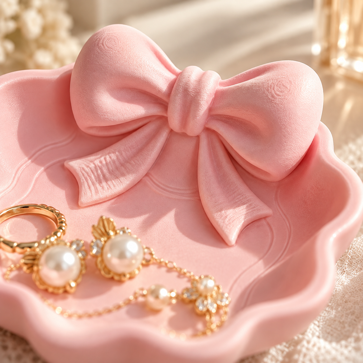 Pink Bow Jewelry Display Tray