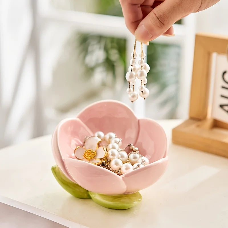 Pink Tulip Ceramic Jewelry Tray