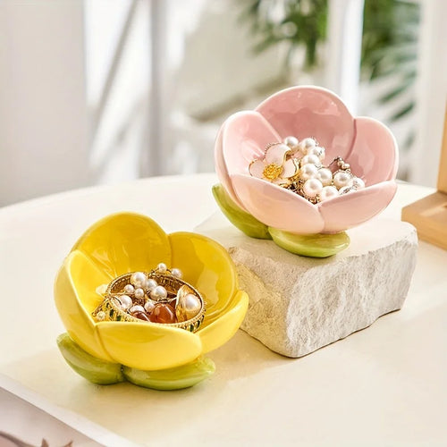 Pink Tulip Ceramic Jewelry Tray